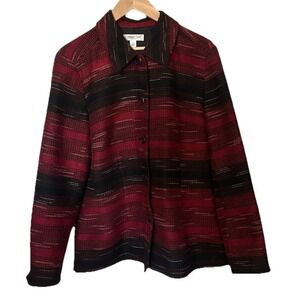 Coldwater Creek Women's Large Serape Jacket Red and Black Holiday Fall Colors